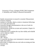 University of Texas, Arlington NURS 5366 Assignment 3- Reliability and Validity in Research Instruments.