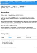 DOSAGE CALCULATION EXAM&colon;RN299-NURSING CAPSTONE
