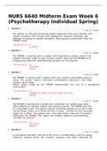 NURS 6640 Midterm Exam Week 6 - Psychotherapy Individual Spring