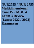 NUR2755 / NUR 2755 Multidimensional Care IV / MDC 4 Exam 3 Review (Latest 2022 / 2023) Rasmussen