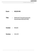 NCLEX-RN V12.35 National Council Licensure Examination(NCLEX-RN) new doc 2021/2022(WITH COMPLETE SOLUTIONS)