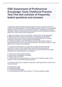 OAE Assessment of Professional Knowledge&colon; Early Childhood Practice Test&period;This test consists of frequently tested questions and answers