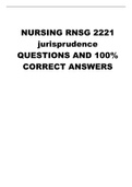 NURSING RNSG 2221 jurisprudence QUESTIONS AND 100% CORRECT ANSWERS