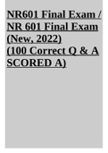 NR601 Final Exam / NR 601 Final Exam Latest 2022