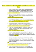 Miami Dade College&comma; Miami&semi; NUR 3805&sol; NUR3805 Final Exam QA 100&percnt;