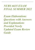 NURS 6635 EXAM FINAL SUMMER 2022  Exam Elaborations Questions With Answers and Explanations Provided Newly Updated Exam Review Guide
