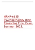 NRNP-6635-3/NRNP-6635C-3-Psychpathology Diag Reasoning  Complete  with all the Correct Answers Latest 2022