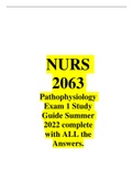 NURS 2063 Pathophysiology Exam 1 Study Guide Summer 2022 complete with ALL the Answers.