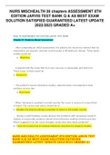 NURS MISCHEALTH 30 chapters ASSESSMENT 8TH EDITION JARVIS TEST BANK Q & AS BEST EXAM SOLUTION SATISFIED GUARANTEED LATEST UPDATE 2022&sol;2023 GRADED A&plus;