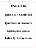 ENGL 216 Quiz 1 to 4 Combined Questions & Answers (Latest Complete solutions) Liberty University.