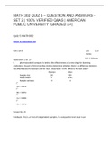 MATH 302 QUIZ 5 – QUESTION AND ANSWERS – SET 2 | 100% VERIFIED Q&AS | AMERICAN PUBLIC UNIVERSITY (GRADED A+)