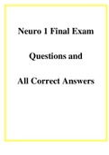 Neuro 1 Final Exam Questions and All Correct Answers