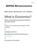 SOPHIA Microeconomics Unit 1, 2 ,3 & 4 - All milestones and questions with answers 2022/2023