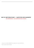    MN 551 MIDTERM EXAM 1 – QUESTION AND ANSWERS MN 551 MIDTERM EXAM 1 – STRUCTURE AND FUNCTION OF THE KIDNEY