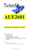 AUE2601 Assignment 2 Semester 1 & 2 2021