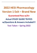2022 - 2023 Hesi Pharmacology Exit Exam - Brand New Q&As (TB w/pics) Study Guide