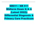 NR511 / NR 511 Midterm Exam Q & A (Latest 2022): Differential Diagnosis & Primary Care Practicum 