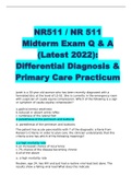  NR511 / NR 511 Midterm Exam Q & A (Latest 2022): Differential Diagnosis & Primary Care Practicum