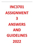 INC3701 ASSIGNMENT 3 ANSWERS AND GUIDELINES 2022