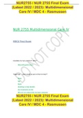 NUR2755 / NUR 2755 Final Exam (Latest 2022 / 2023): Multidimensional Care IV / MDC 4 - Rasmussen