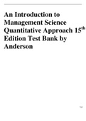 An Introduction to Management Science Quantitative Approach 15th Edition Test Bank by Anderson