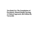 Test Bank For The Foundations of Psychiatric Mental Health Nursing: A Clinical Approach, 8th Edition By Varcarolis