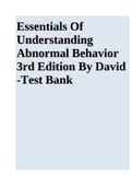 Essentials Of Understanding Abnormal Behavior 3rd Edition By David -Test Bank