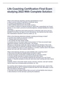 Life Coaching Certification Final Exam studying 2022 With Complete Solution