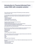 Introduction to Trauma-Informed Care Latest 2022 with complete solution
