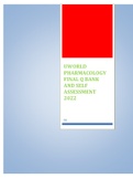 UWORLD PHARMACOLOGY FINAL Q BANK AND SELF ASSESSMENT 2022 COMPLETE WITH ALL THE ANSWERS 100% REVISED AND VERIFIED