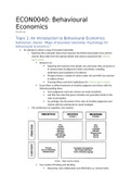 Complete notes: Behavioural Economics assigned readings