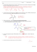 Answer Key for First Quiz in Organic Chemistry 