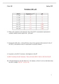 Answer Key for pH worksheet for General Chemistry