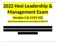 2025&sol;2026 Hesi Leadership &Management Exam Version 1 & 2 &lpar;V1-V2&rpar;&lpar;Actual Screenshots from exam taken in 2022 A&plus;&rpar;