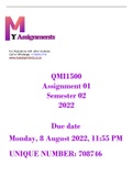 QMI1500 Assignment 1 Semester 2 2022 
