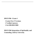 HSCO 506 - Exam 4  •	Latest New 5 Versions •	Verified Answers •	Get HIGHSCORE  HSCO 506 Integration of Spirituality and Counseling, Liberty University 