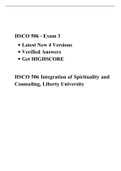 HSCO 506 - Exam 3 •	Latest New 4 Versions •	Verified Answers •	Get HIGHSCORE  HSCO 506 Integration of Spirituality and Counseling, Liberty University 