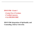 HSCO 506 - Exam 1, Exam 2, Exam 3, Exam 4, Each• Latest New 4 Versions • Verified Answers • Get HIGHSCORE HSCO 506 Integration of Spirituality and Counseling, Liberty University