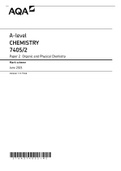 A-level CHEMISTRY 7405/2 Paper 2 Mark scheme June 2022 Version: 1.0 Final. MARK SCHEME