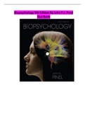Biopsychology 9th Edition By John P.J. Pinel Test Bank