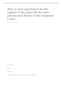Paper: Who is most qualified to be the captain of the ship? On the inter-institutional debate in the European Union