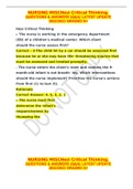 NURSING MISCHesi Critical Thinking. QUESTIONS & ANSWERS (Q&A) LATEST UPDATE 2022/2023 GRADED A+