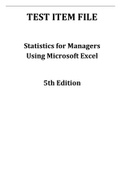 Statistics for Managers Using Excel, Levine- Exam Preparation Test Bank (Downloadable Doc)