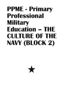 PPME - Primary Professional Military Education – THE CULTURE OF THE NAVY (BLOCK 2)