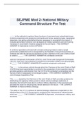 SEJPME Mod 2- National Military Command Structure Pre Test &lpar;Latest 2022&sol;2023&rpar;