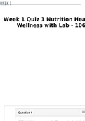 SCI 228 Week 1 Quiz 1 Nutrition Health and Wellness with Lab - 10673