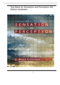Test Bank for Sensation and Perception 9th Edition