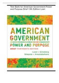Test Bank for American Government Power and Purpose Brief 13th Edition