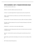 BTEC BUSINESS- UNIT 3 FINANCE REVISION EXAM