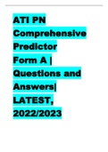 ATI PN Comprehensive Predictor Form A |Questions and Answers| LATEST, 2022/2023  